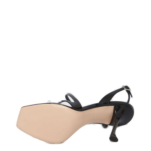 NEW ROGER VIVIER Made In Italy Patent Leather Heel Sandals black 4964tn - Picture 5 of 6